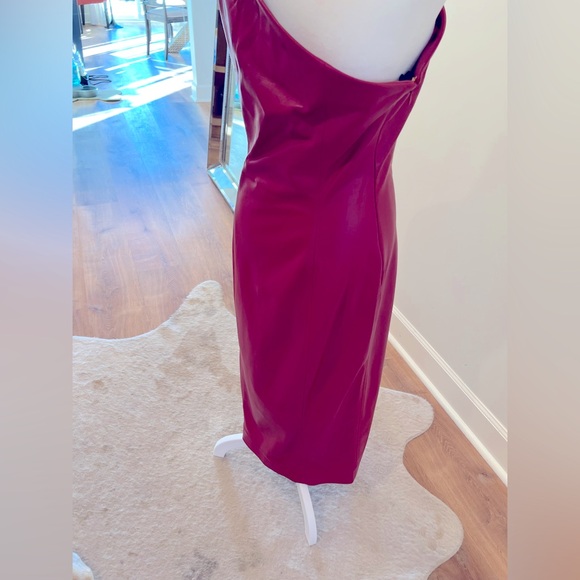 •House of Harlow 1960 •x REVOLVE •Bordeaux Faux Leather •Midi Dress Red •Size:S - Picture 5 of 9